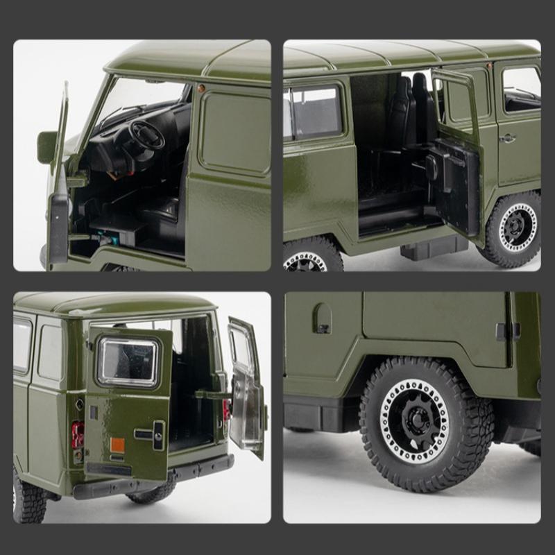 Simulation Alloy 1:18 Russia UAZ Hunter Off Road 4x4 SUV Car Model Sound Light Collectibles Birthday Gift for Boy Toy Vehicles