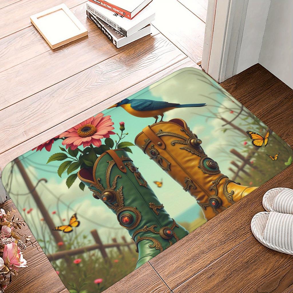 1PC Wild West Cowboy pattern Kitchen Rug Non-Slip Door Mat Pop design Bathroom Rug Bath Mat Carpet for Home Sink Laundry Decor