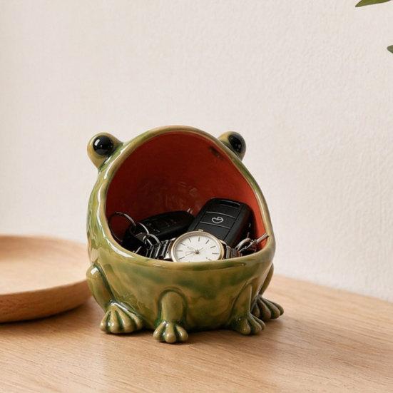 Big Mouth Frog Storage Box, Candy Dish Key Organizer Bowl for Entryway Table, Animal Shape Jewelry Tray for Home Office Kitchen Decor
