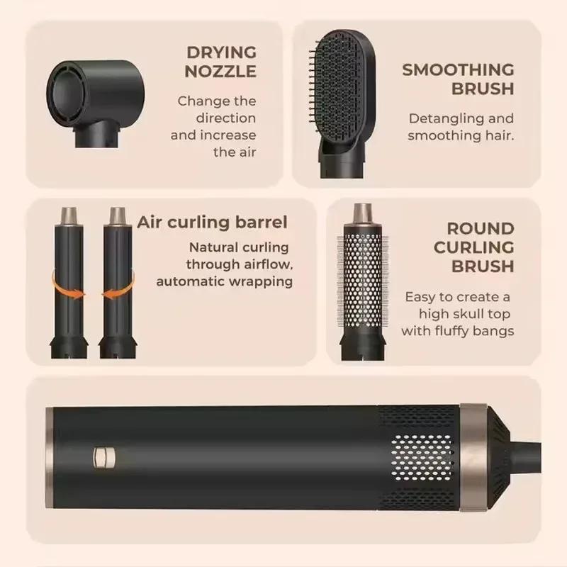 Professional Blow Dryer Multi Functional Hair Styler Curlers 5 in 1 Hair Brushless Motor Fast Drying Styling Tools Negative Ions