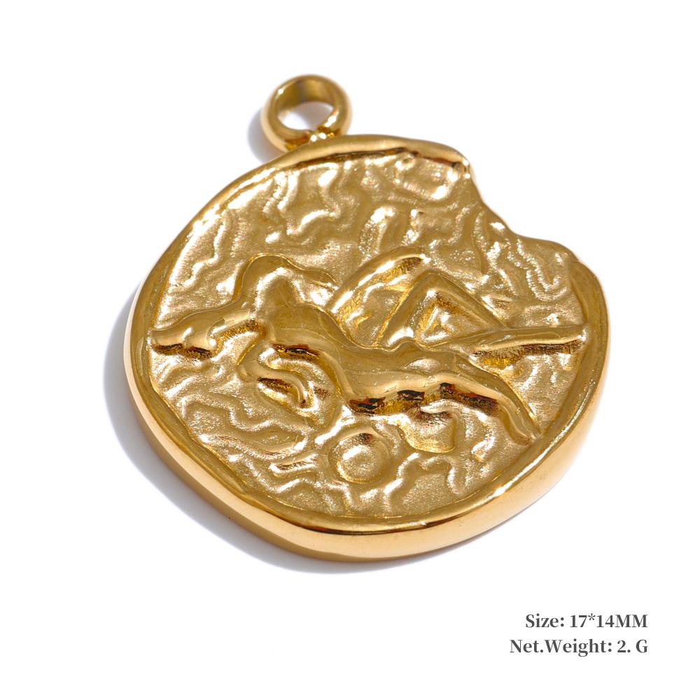 Yhpup Real Gold Plated 12 Constellation Metal Diy Charms For Jewelry Making Bulk Stainless Steel Charm Pendant Accessories