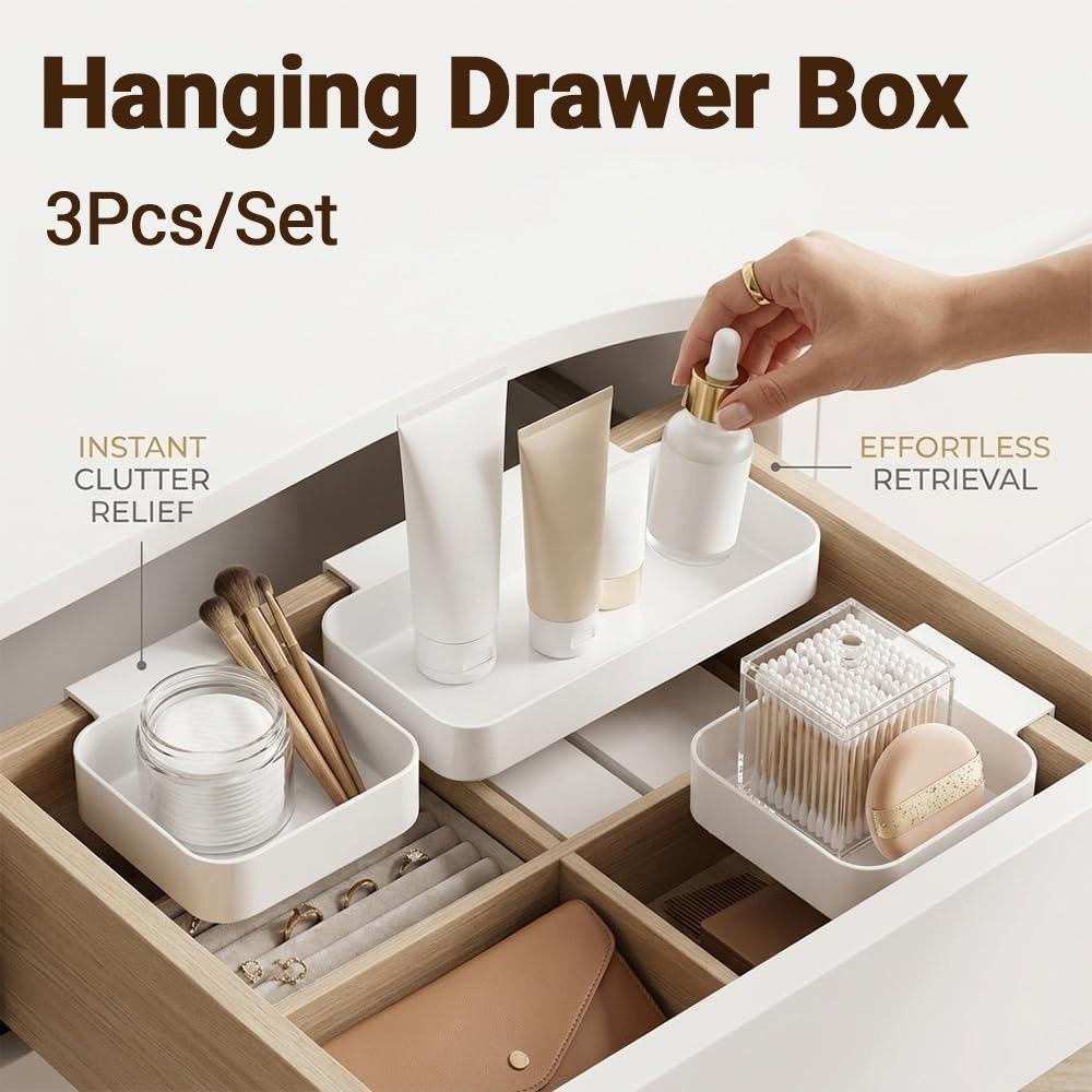 3Pcs Partitioned Storage Drawer Storage Box Set Practical Drawer Organizer Trays Desk