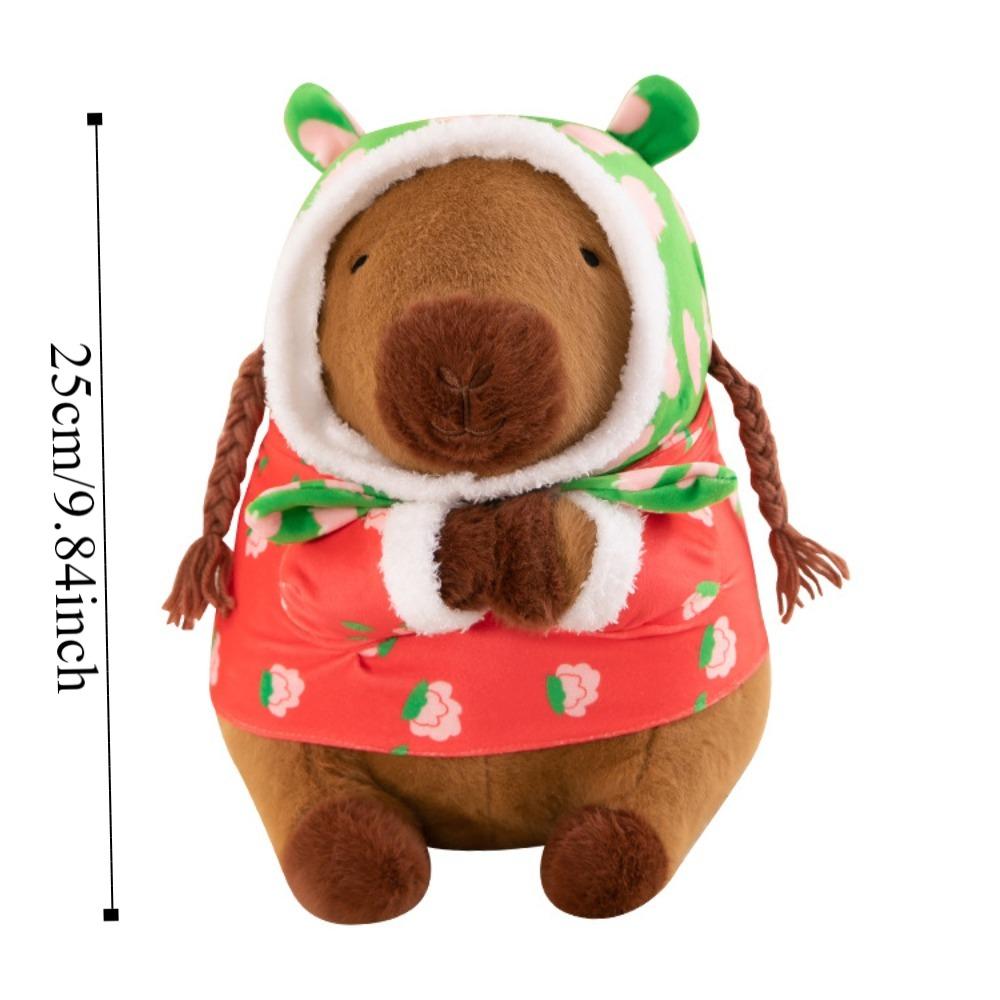 Red Cotton Coat Capybara Plush Toy Cartoon Capybara Fluffty Doll Capybara Plush Doll  Birthday Gift