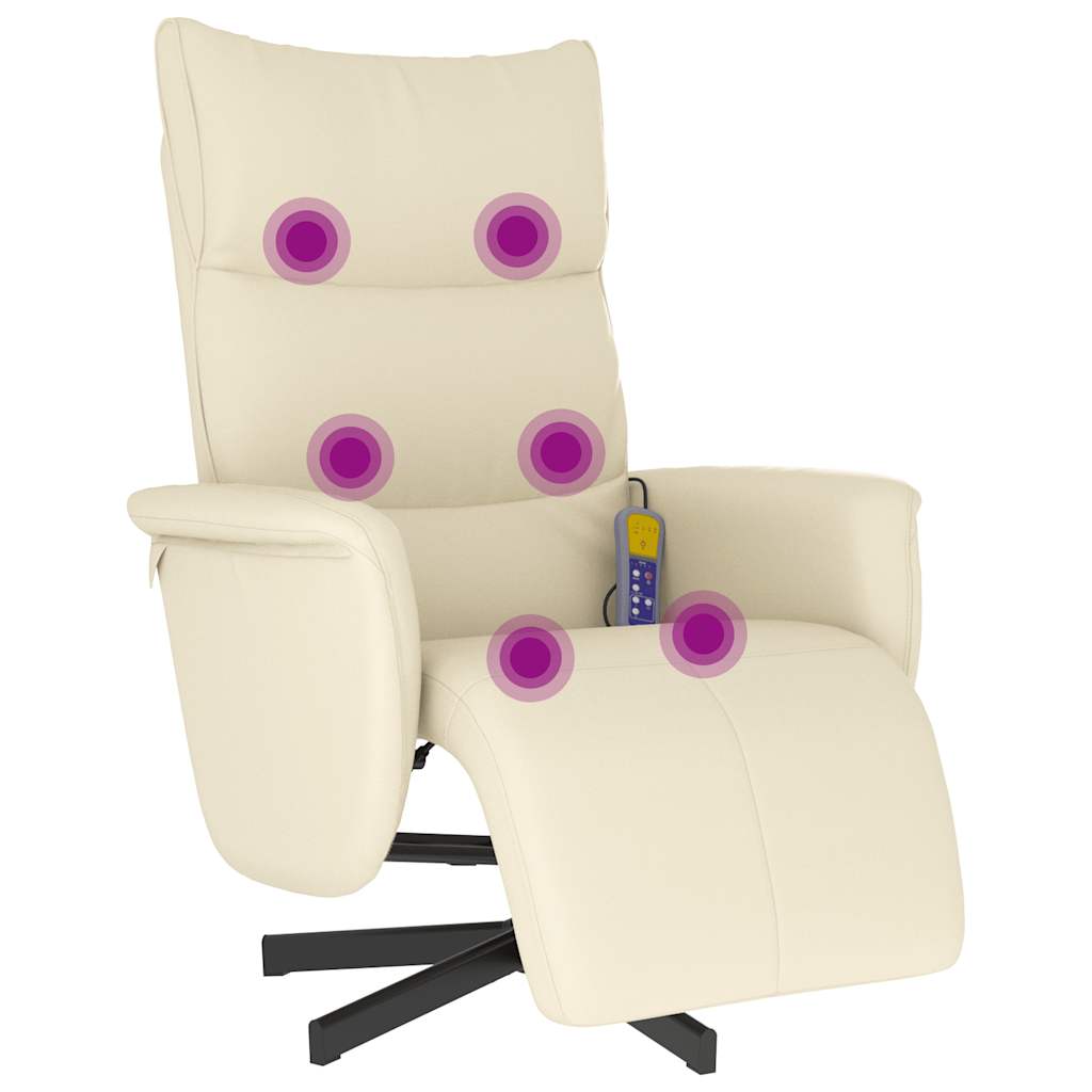 Massage Chair with Footrest Cream Faux Leather