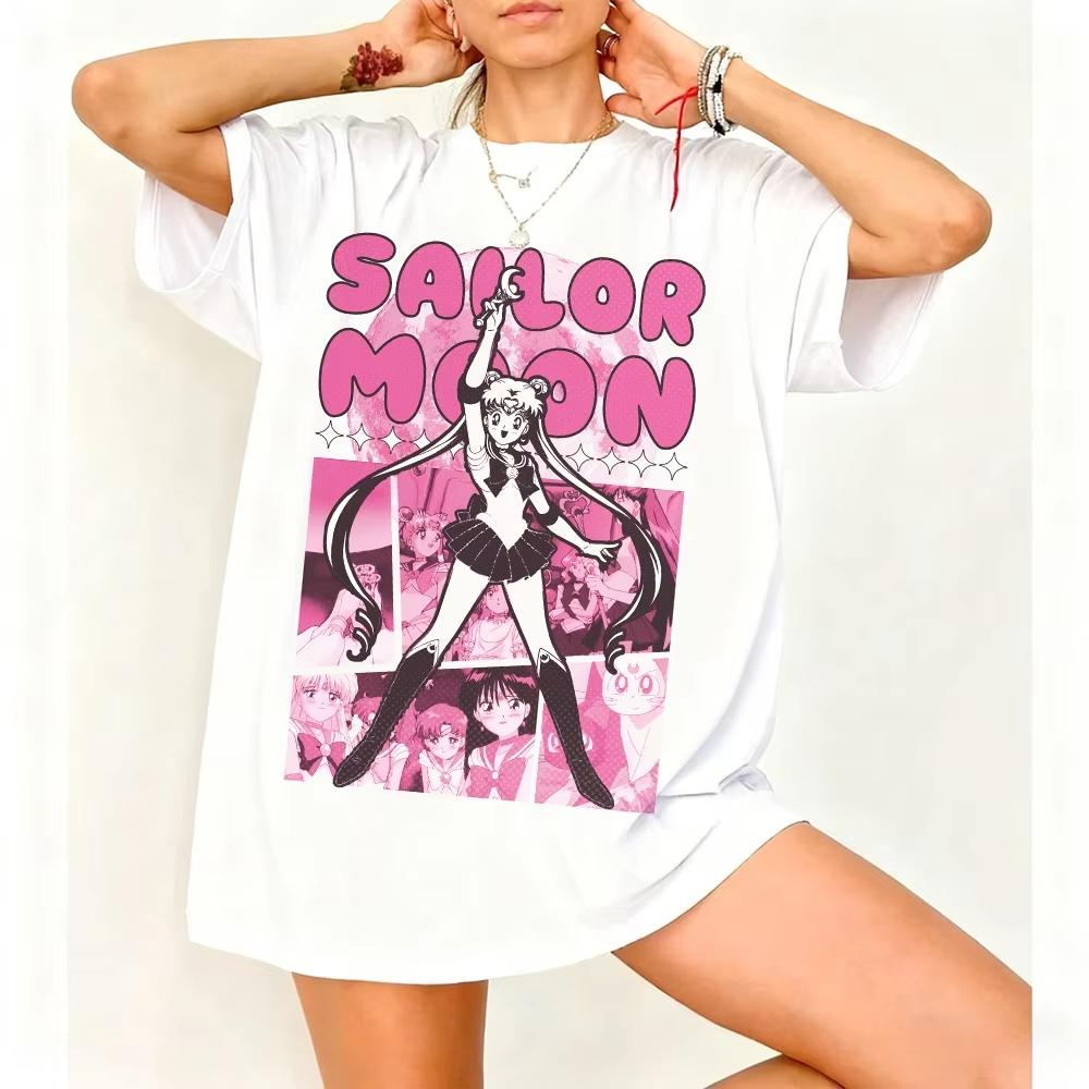 Sailor Moon Retro 90s Anime Graphic T Shirt 2026 Summer Unisexs Clothing Women Tee Streetwear Casual Trend Couple Hip Hop Top