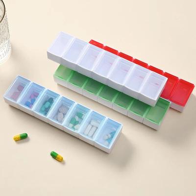 Boîte à pilules de voyage, étui à pilules en plastique, organisateur de stockage hebdomadaire de médicaments, conteneur distributeur de comprimés de médicaments, support en treillis indépendant