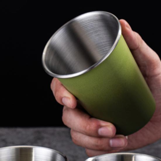 Yousheng Stainless Steel Cup, Reusable with Gradient Color Camping Cup, Frosted Texture Lightweight Beer Cup for Outdoor Picnic