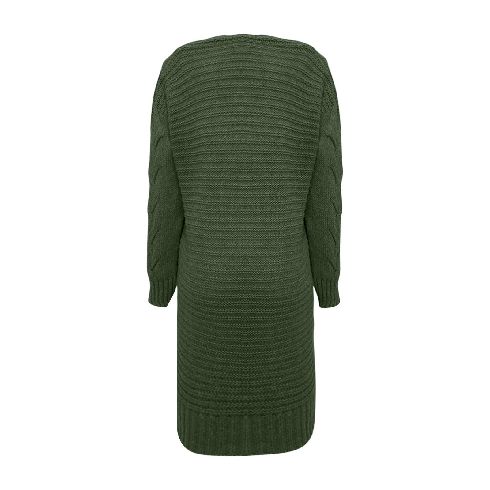 Женский длинный карманный кардиган свитер с длинным рукавом трикотажный свитер куртка — фото 6