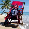 Custom Name Personalized Makima Chainsaw Man Print Beach Towel, for Trip Camping Beach Party Home Decor, Birthday Gift for Family & Friends