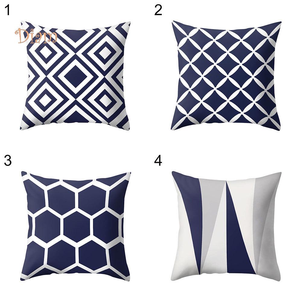 navy geometric pillow