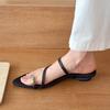 Stylish and Easy To Wear! Silver Color Matching Set Toe Cool Slippers Women's 2025 Summer Low-heeled Muller Shoes