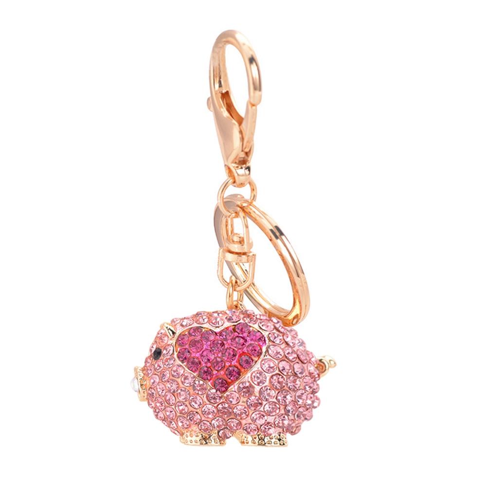 Fashion Cute Little Pig Couple Women Keychain Jewelry Gift (White  Black)