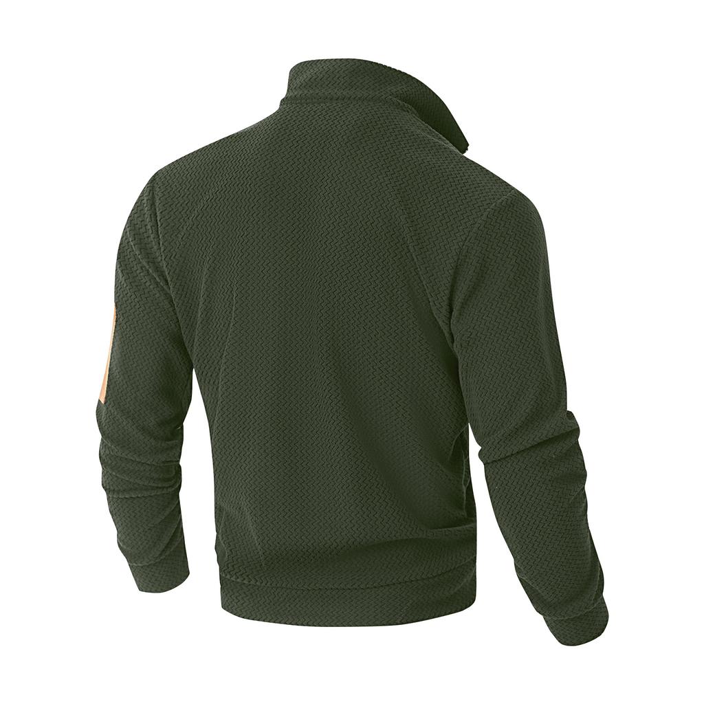 Pánská jednobarevná mikina s límečkem stojáčkem a zipem Pánská sportovní mikina nadměrné velikosti pro volný čas