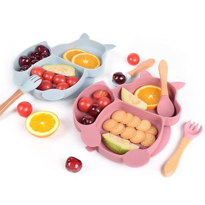 1 takım silikon bebek besleme kasesi sofra su geçirmez kaşık çatal kaymaz çanak çömlek güvenli silikon yemekleri bebek kase bebek tabağı
