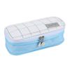 KOKUYO Plaid Expandable Double Zipper Unisex Pencil Case - Large Capacity Stationery Bag