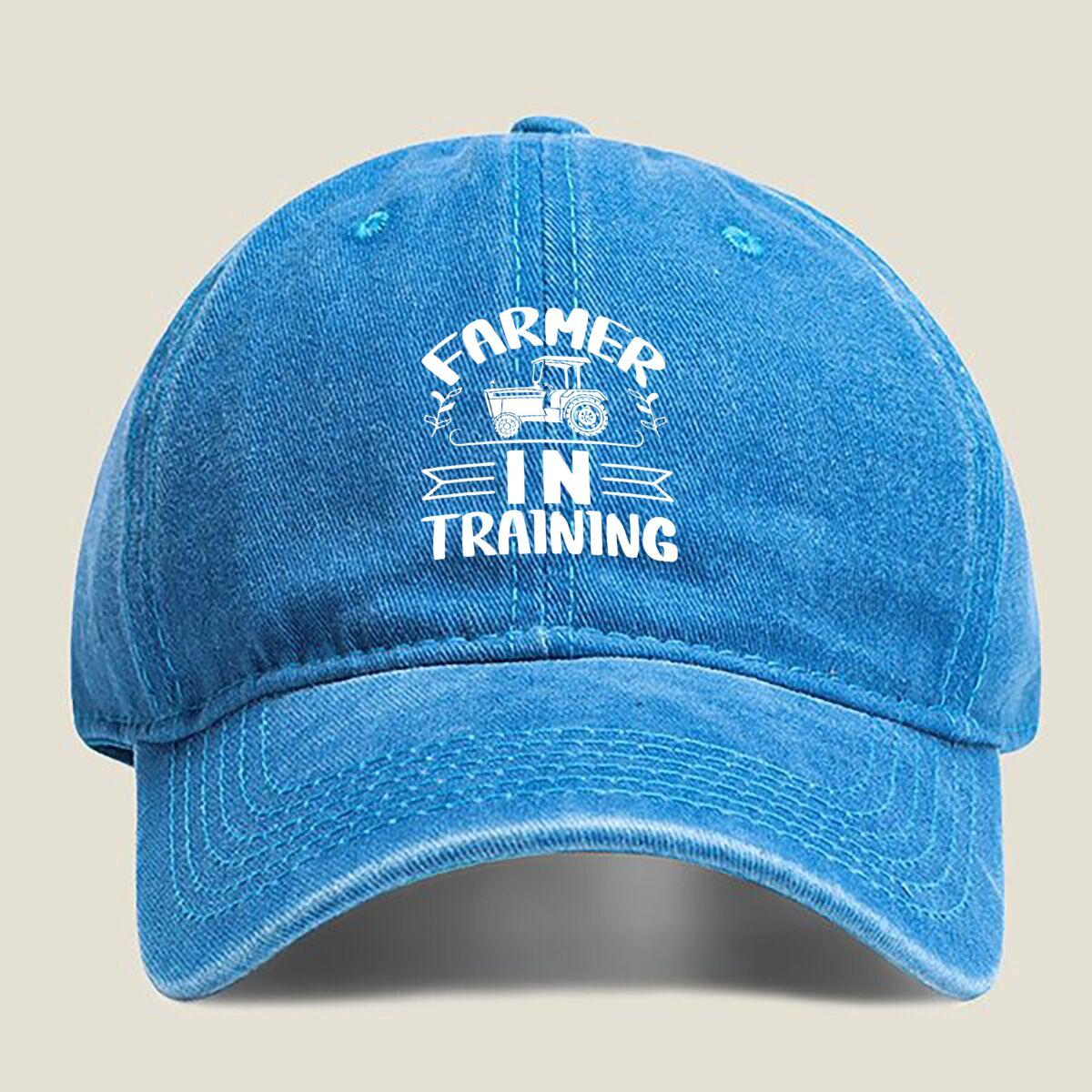 

Farmer In Training Fashion Washed Baseball Cap Hat Outdoor Activities One Size озеро синього кольору