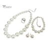 Faux Pearl Earrings Set 3Pcs/Set Imitation Pearls Jewelry Set, Adjustable Length Choker Necklace with Ear Studs Wedding Bracelet And Bracelet,