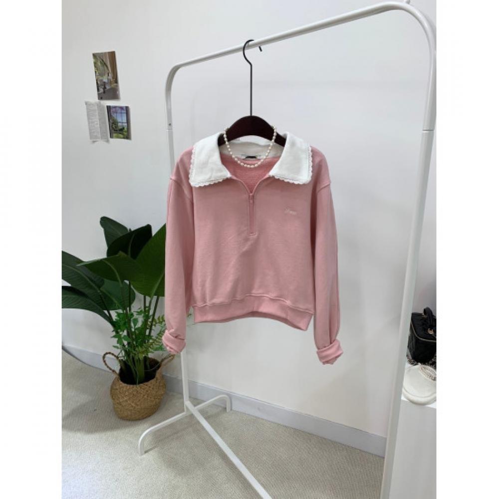 C S In The Room Chani laCe Collar Half Zip SweatShirt 2Color