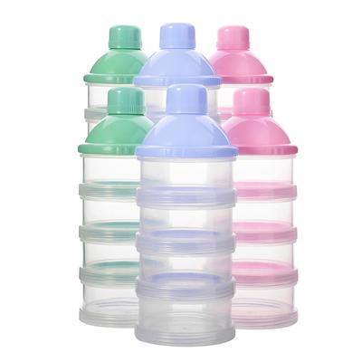 Infant Formula Dispenser with 4/5 Separate Sections Baby Food Storage Box Leakproof Toddler Milk Powder Container
