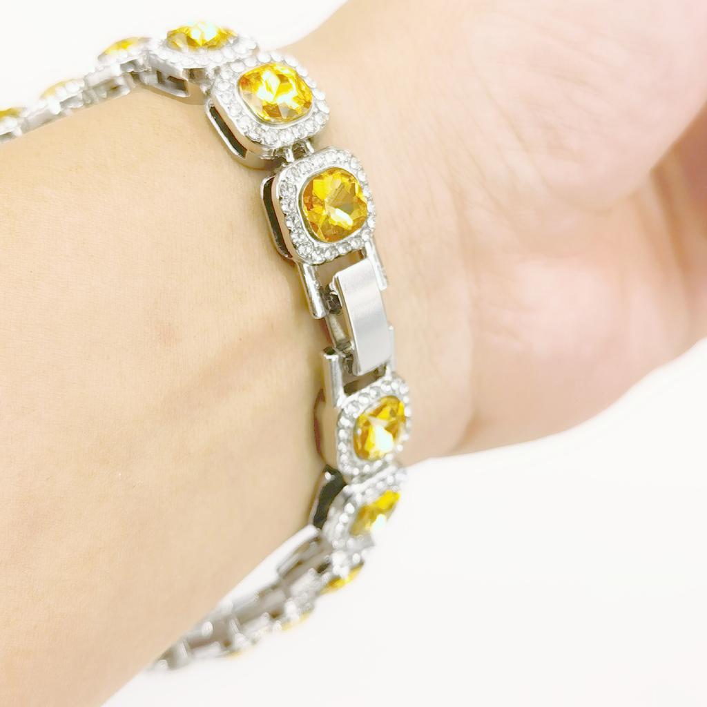 Men'S Square Glass 12Mm Hand Necklace Rock Sugar Chain Hip Hop Style Male Alloy