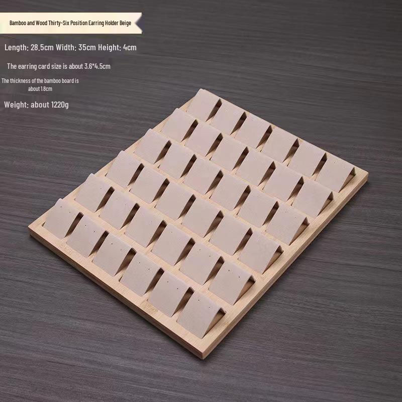 36-Position Bamboo Wood Earring Display Stand