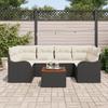 Ensemble de Canapés de Jardin 7 pièces avec Coussins Noir en Poly Rattan Acacia 3356073