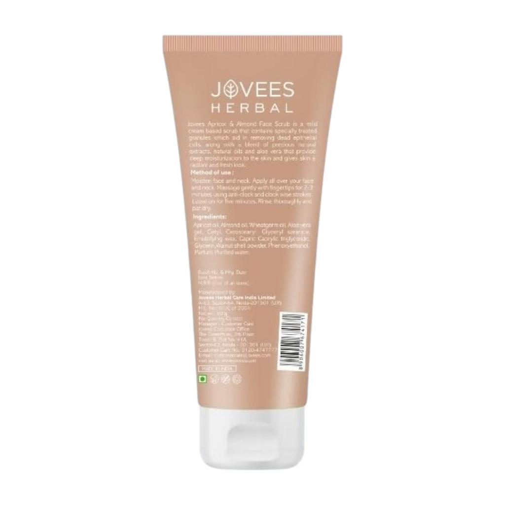 Jovees Herbal Apricot & Almond Face Scrub For Normal To Dry Skin 50g | Gentle Exfoliator For Dead Skin Removal, Tan Reduction, Smooth Clear Complexion