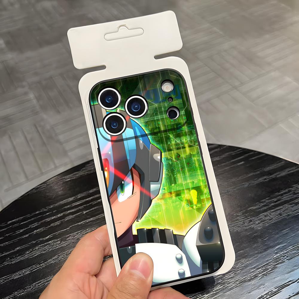 R-Rockman M-Megaman Cool Phone Case For IPhone 17 Air 16 E Pro Max 15 14 13 Mini 12 Pro 11 Max Plus Black Soft Shell