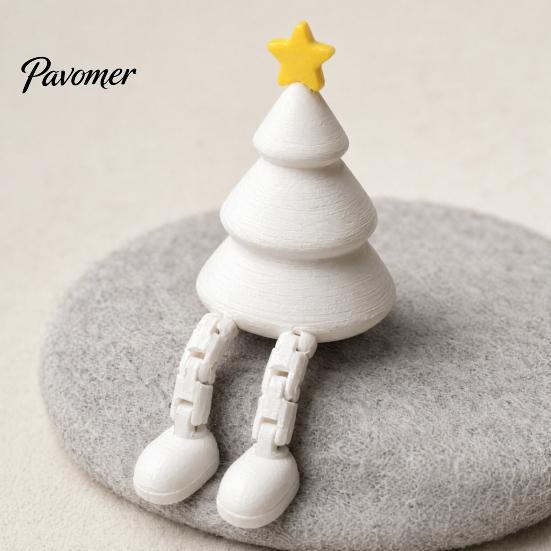 Christmas Tree Ornament Figurine with Articulated Legs, 3D Printed Xmas Statue, Mini Desk Decoration for Home Office Shelf Holiday