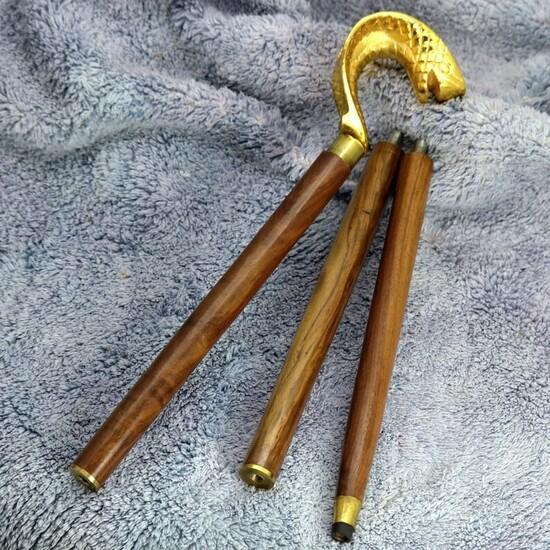Antiker Stil Viktorianisch Vintage Designer Messinggriff Gehstock Holzspazierstock