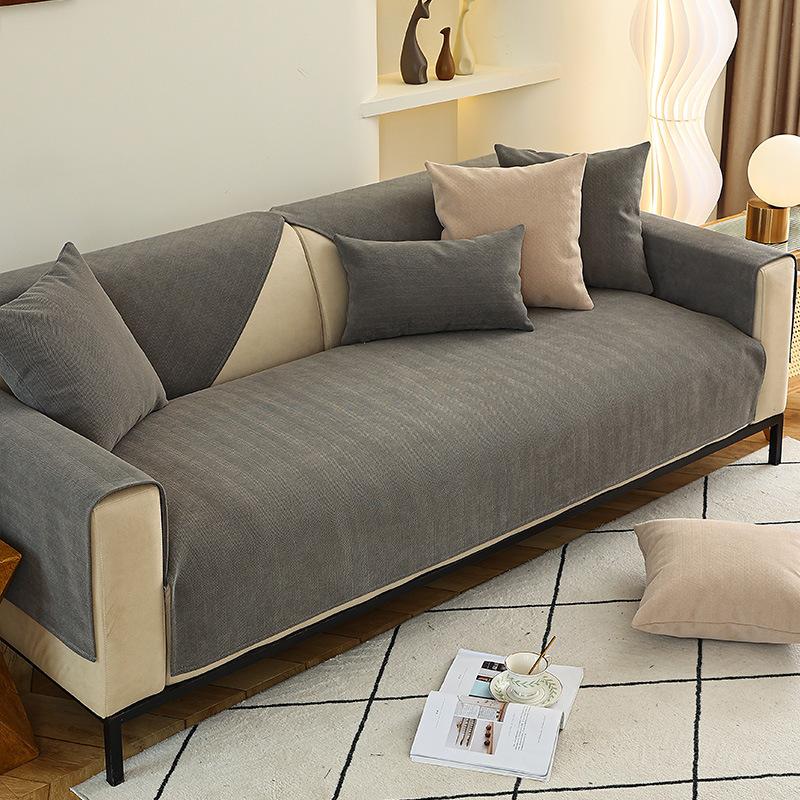 Sofa Cushion Four Seasons Universal Chenille Simple Cover Towel Light Luxury Nordic Matcha Sofa Cover