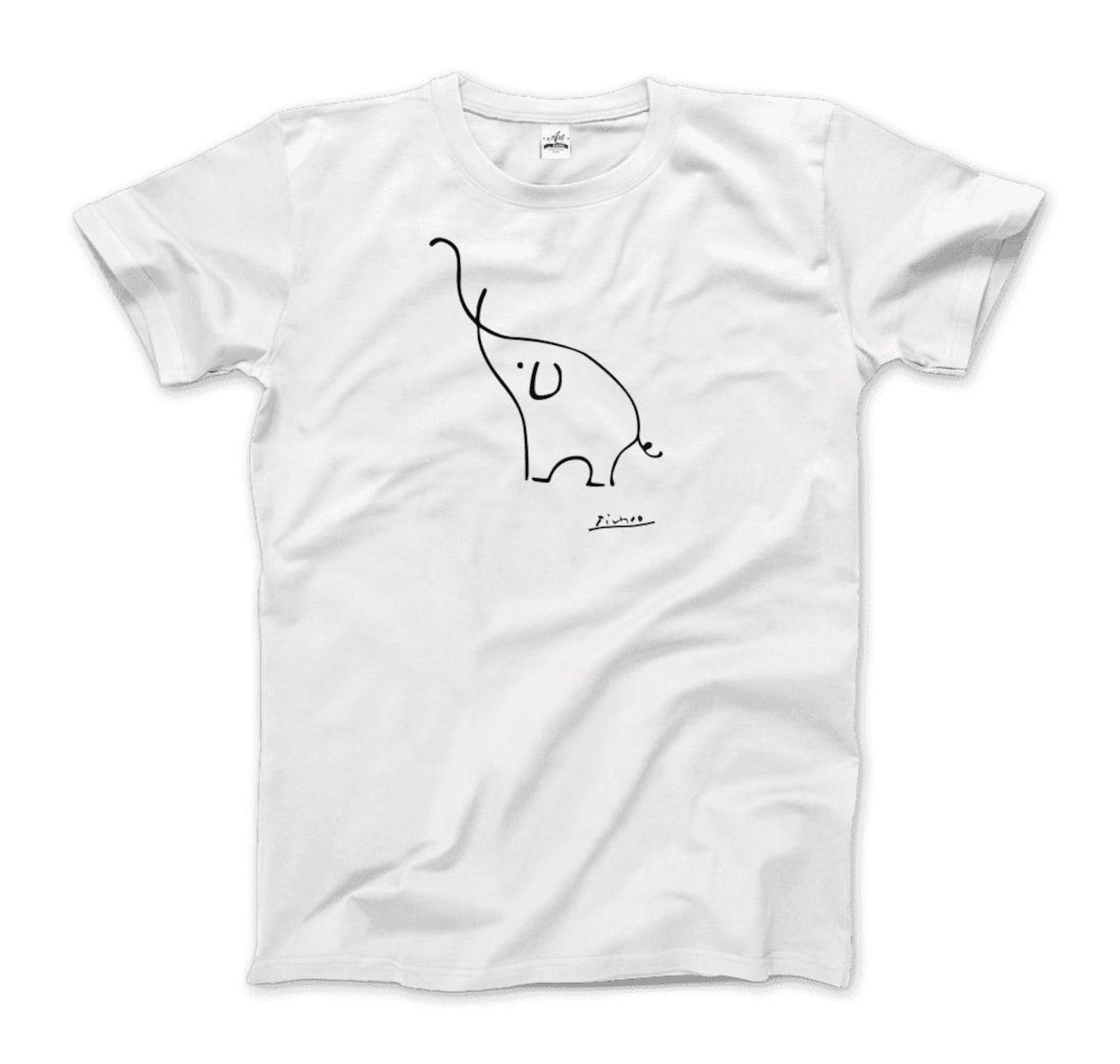 Elephant Line Art Sketch T-Shirt 2XL