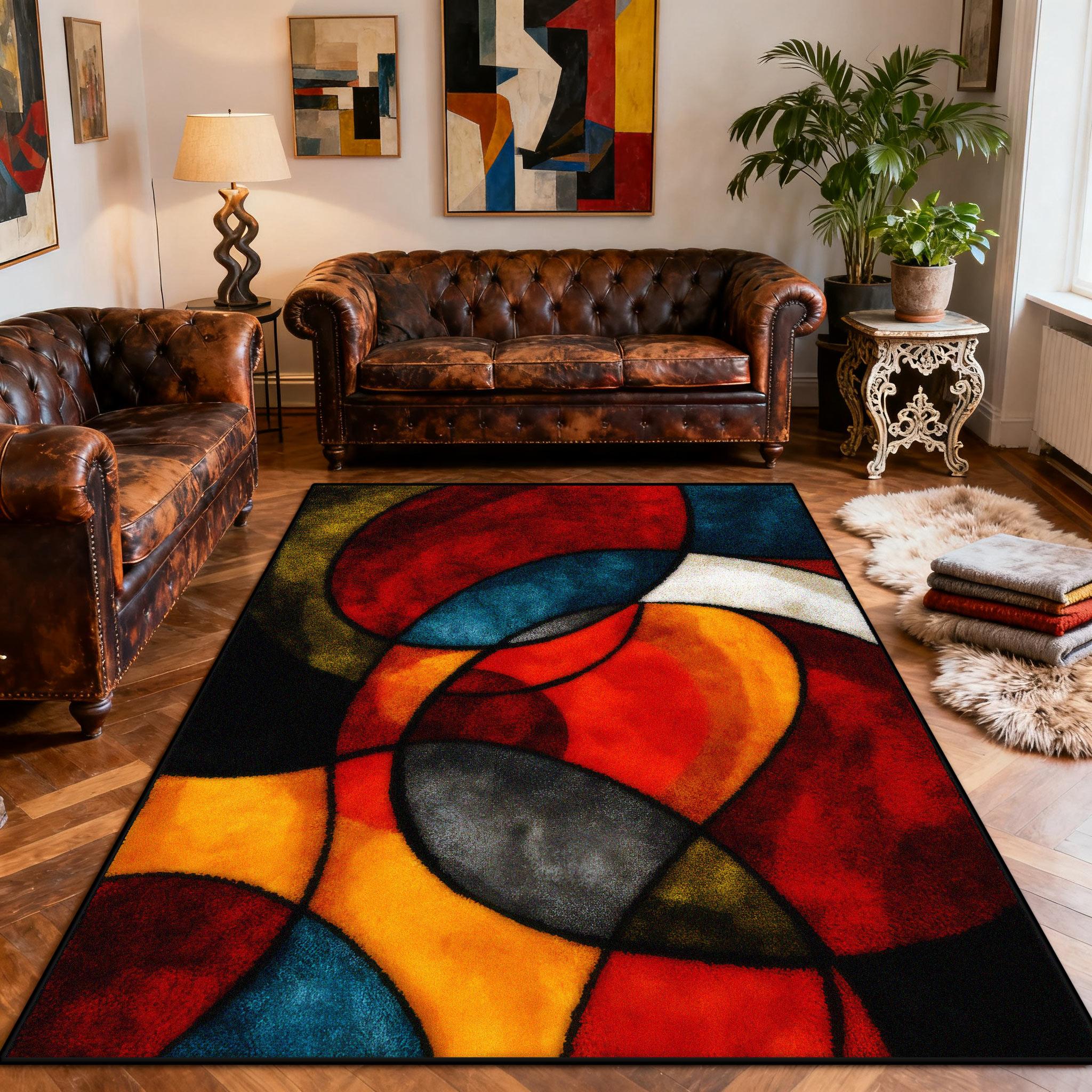 

Nordic Abstract Carpet Luxury Colorful Art Pattern Area Rug for Living Room Foldable Washable Bedroom Cloakroom Floor Mat Soft 60x90cm