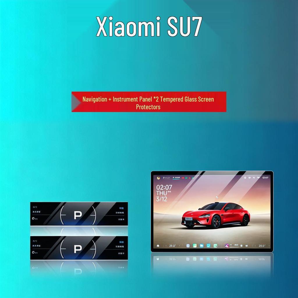 Xiaomi SU7 Console Tempered Glass Screen Protector & Navigation Film for Car Interior Mods.