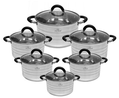 Set of Steel Pots, 12 Pieces, ZILNER ZL-8110