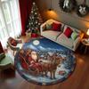 Christmas Round Carpet Gift Giving Santa Claus 3D Printed Decorative Rug Living Room Christmas Party Decoration Anti Slip Mat