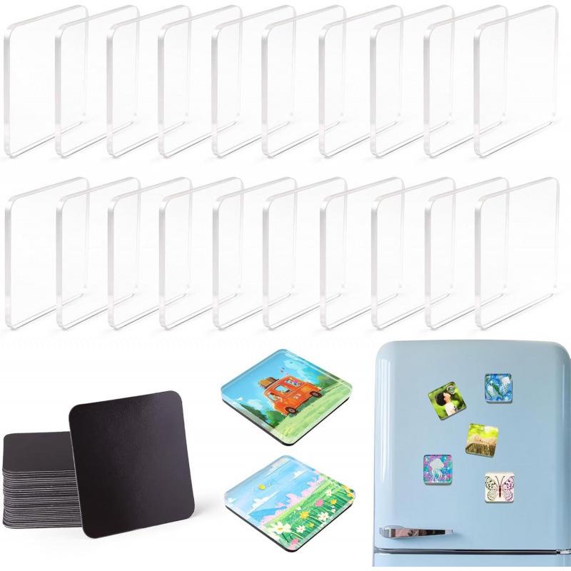 Acrylic DIY Refrigerator Magnet Set with Transparent Magnetic Pieces and Adhesive Backing