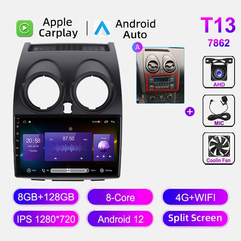 Car Radio Android Auto For Nissan Qashqai J10 2006-2013 Carplay 4G WIFI GPS Navigation Autoradio Video Player No 2din Head Unit