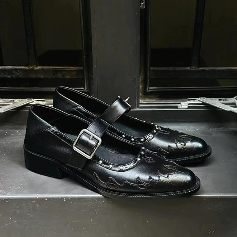 Women's Spring 2025 New Rivet Women's Pointed Toe Thick Heels British Style Loafer Female Slip On Shoes Zapatillas Mujer