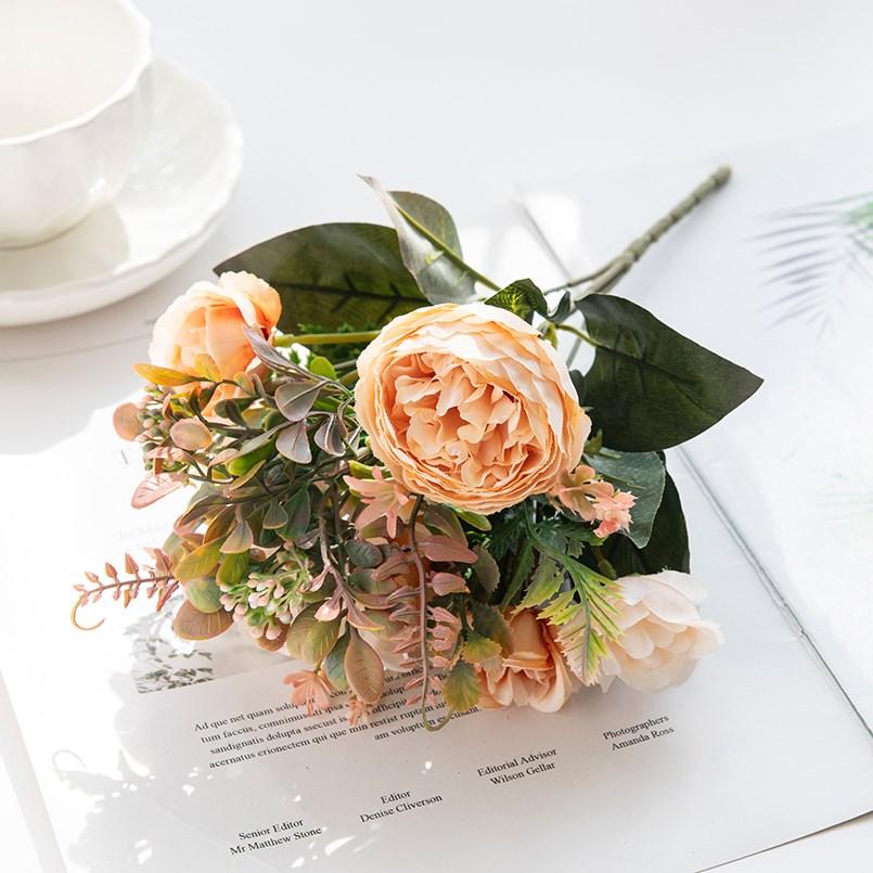 Artificial Peony Flowers Wedding Decorative Floristics Festival Wreaths Home Decoration Accessories Silk Hydrangea Fake Plants