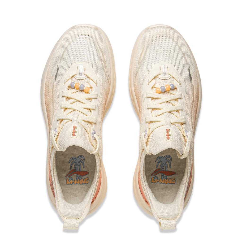 Li Ning SOFT COOL 2 Cushioning Abrasion Resistant Breathable Lightweight Low top Casual Shoes Women's Beige Orange AGLV010-10