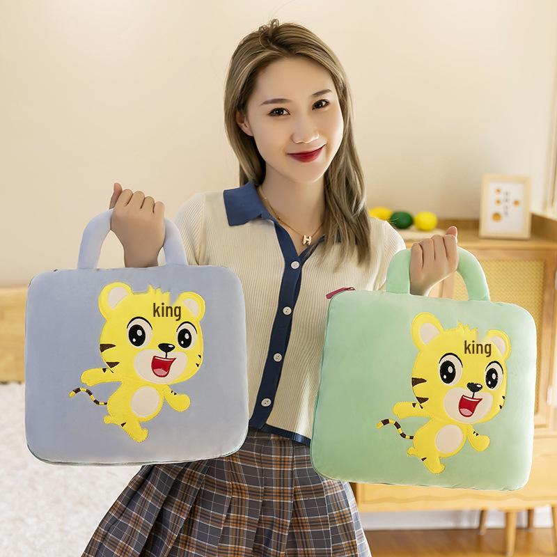 Dual-Use Cute Cartoon Pillow Blanket: Car & Office Nap Cushion