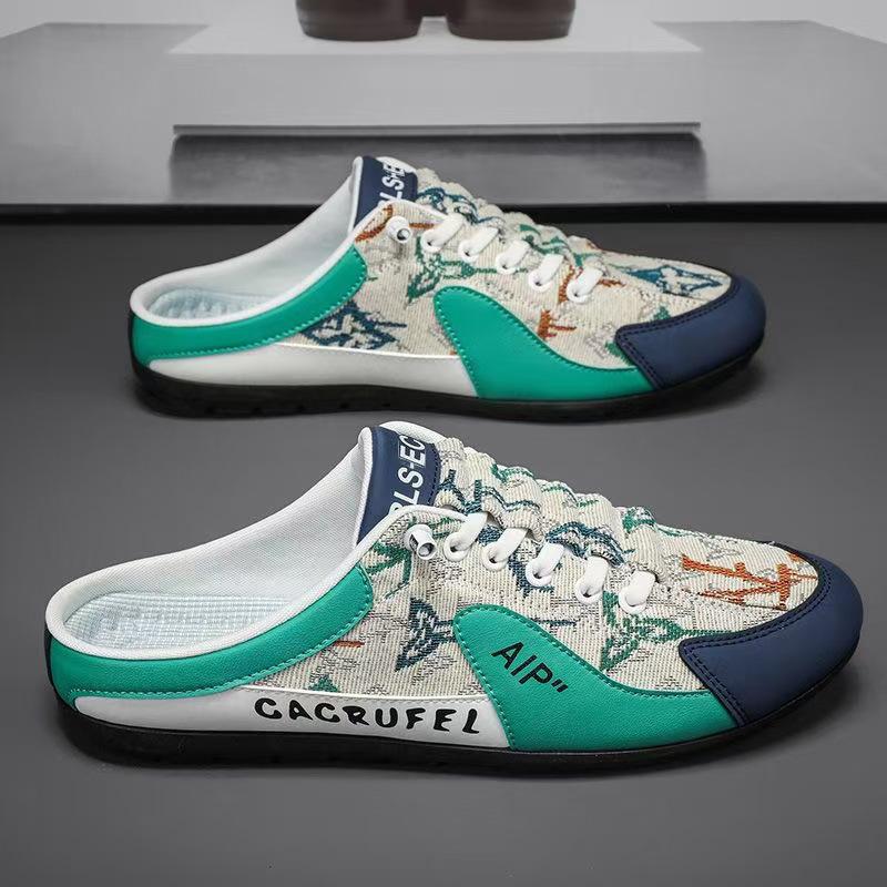 Baotou Half Tray Men's Shoes 2025 New Breathable Heel-free Forrest Gump Shoes Outdoor One-pedal Lazy Shoes Men