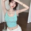 WTEMPO Girl's Solid Color Rhinestone Camisole Vests Women's Spring Summer Sleeveless Outerwear Short Tank Tops