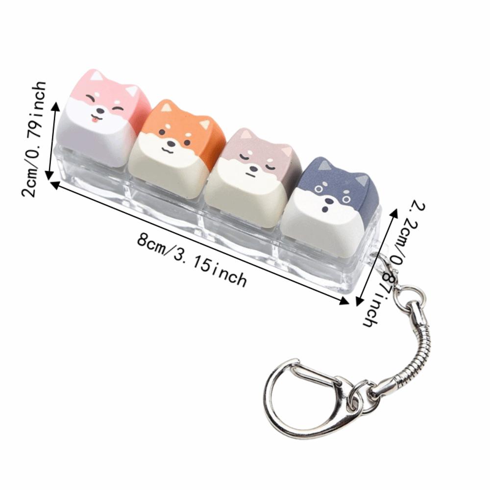 Cute 4-Key Clicker Keychain Small Size Mechanical Switch Keyboard Shiba Inu Fidget Pendant Office