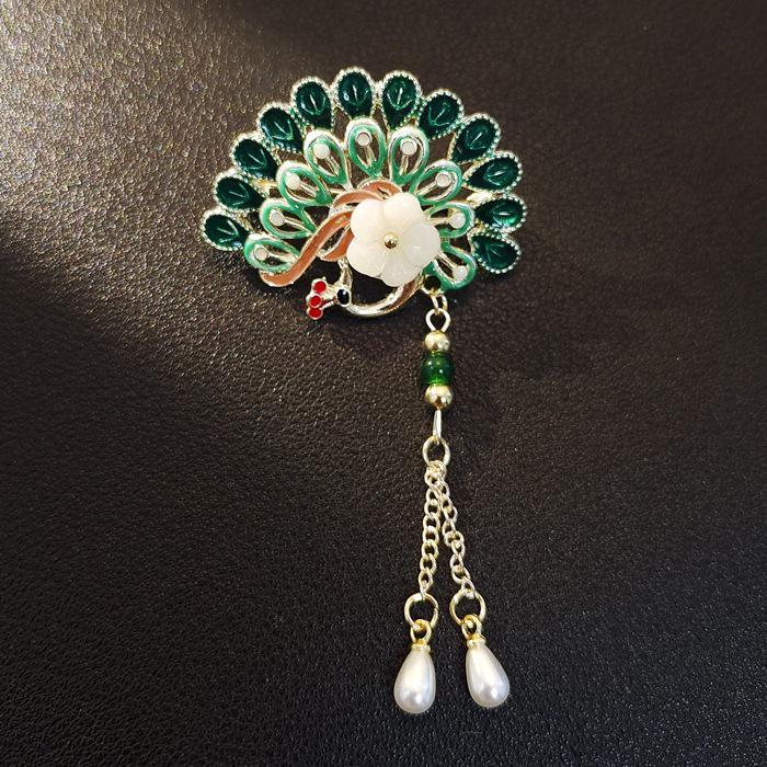 Elegante chinesische Retro-Emaille-Brosche Phönix & Schmetterling für Damen