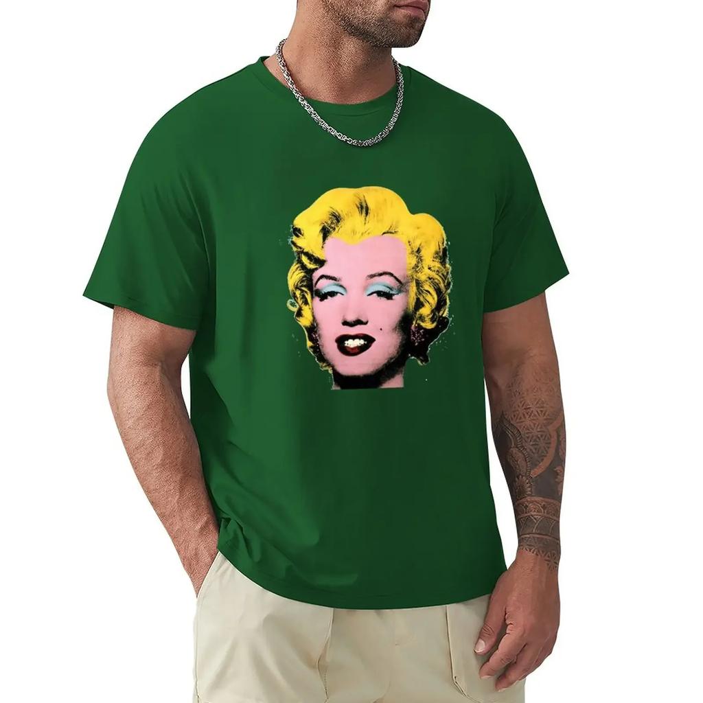 T-shirts unis de mode coréenne pour hommes Andy Marilyn Warhol Monroe Autocollant T-shirt Vêtements pour hommes Harajuku Graphique Surdimensionné coton