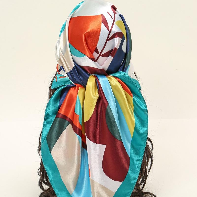 Retro Cartoon Flower Simulation Silk Small Silk Scarf Women's Spring and Autumn Decorative Scarf Square Scarf Thin Scarf Printed Yarn Scarf