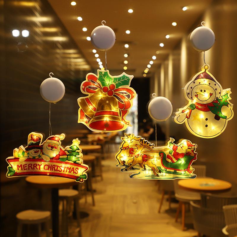 NEW Christmas Lamp Window Hanging Lamp Christmas Decorative Lamp Shop Window Room Decoration LED Sucker Light Small Colored Lamp