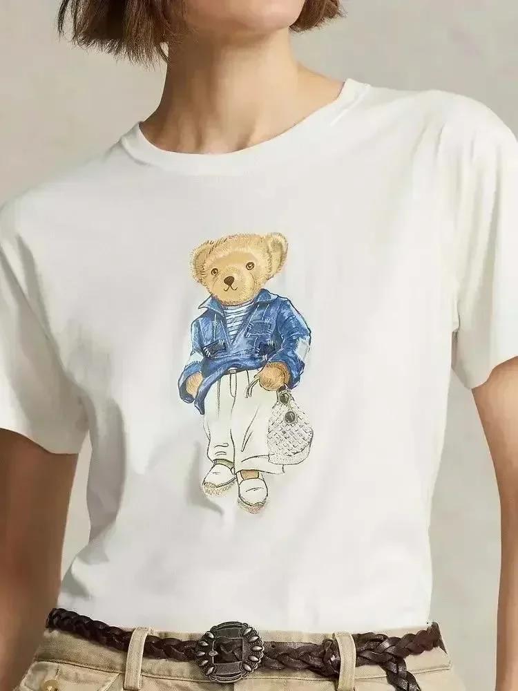 Bear Graphic T-Shirt Fashion Trends Funny Round Neck T-shirt Womens Clothes Sporty Casual Tops Brand Clothing Y2k Top  Graphic
